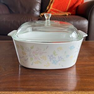 Vintage Corningware 5 Liter Pastel Bouquet Covered Casserole Dish A-5-B